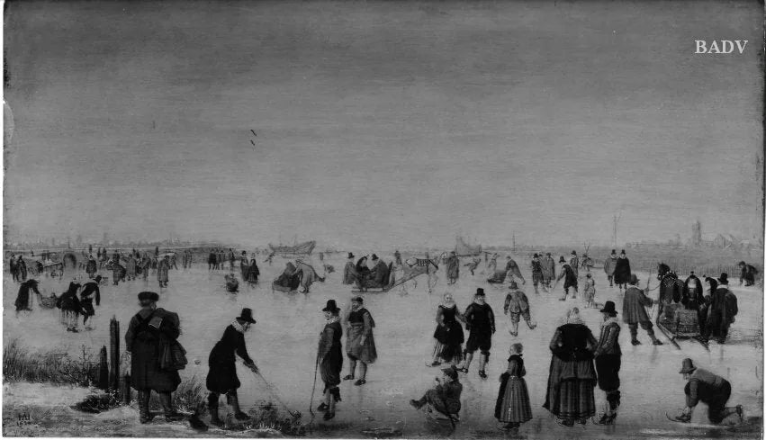 Winterlandschaft mit Eisläufern und Schlitten - Hendrick Avercamp