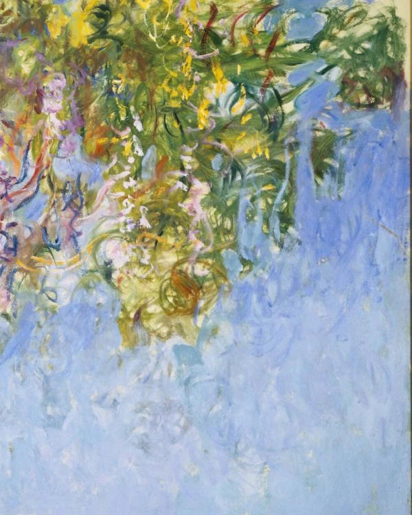 Détail du bleu et des touches suspendues dans Wisteria W1909 de Claude Monet