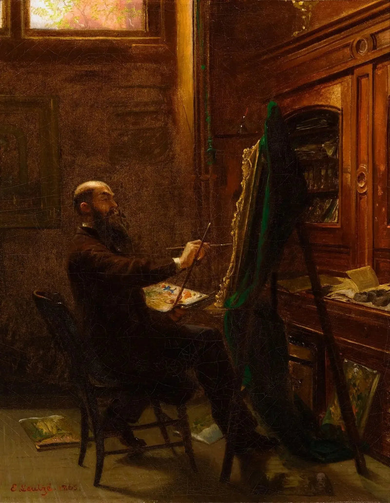 Worthington Whittredge em seu estúdio na Tenth Street - Emanuel Leutze
