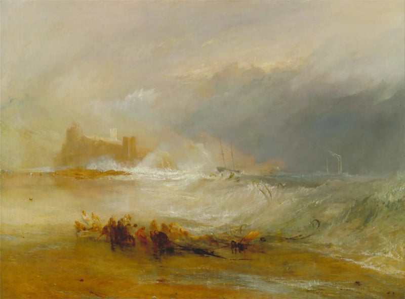 Destruidores -- Costa de Northumberland, com um barco a vapor ajudando um navio na costa - J. M. W. Turner