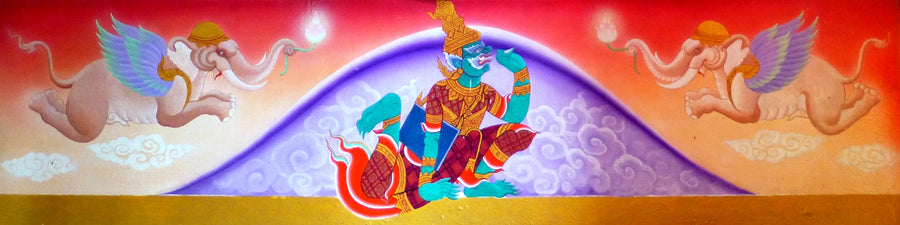 Yakkha et éléphants, Artiste thaïlandais anonyme, XIXe siècle